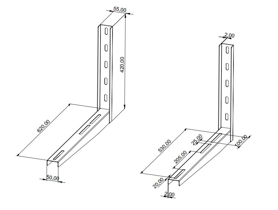 Кронштейн сварной KARDESLER METAL 620мм (620x420мм; RAL 9002); KM07-WBP620-EH-W7