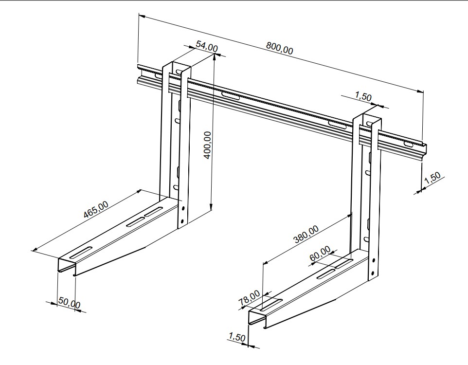 Кронштейн регулируемый KARDESLER METAL 550мм (550х400mm; RAL 9002); KM07-SBP550-EH-W7