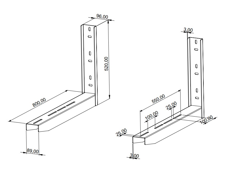 Кронштейн сварной KARDESLER METAL 750мм (750x500мм; RAL 9002); KM07-WHB750-EH-W7