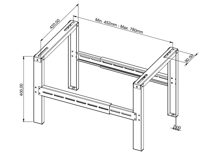 Опора монтажная напольная регулируемая KARDESLER METAL (200кг; 830х420х400мм; RAL 9002)