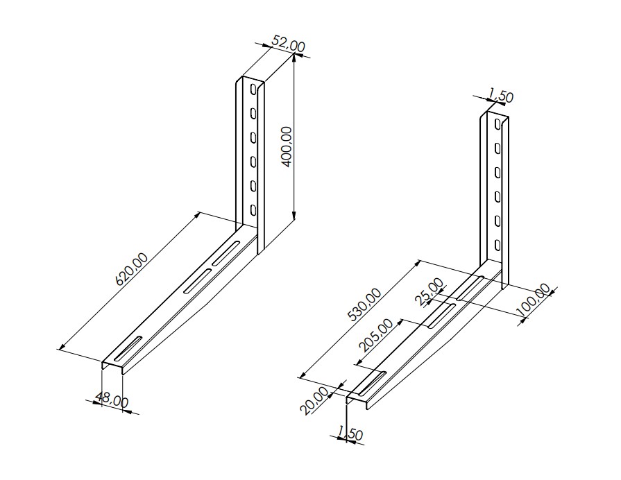 Кронштейн из НЕРЖ стали KARDESLER METAL 620мм (620x400мм; AISI 304;); KM07-WBS620-EH-PA